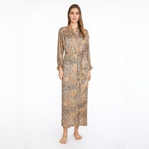 NK IMODE Silk Blend Velvet Burnout Floral Luxurious Long Robe